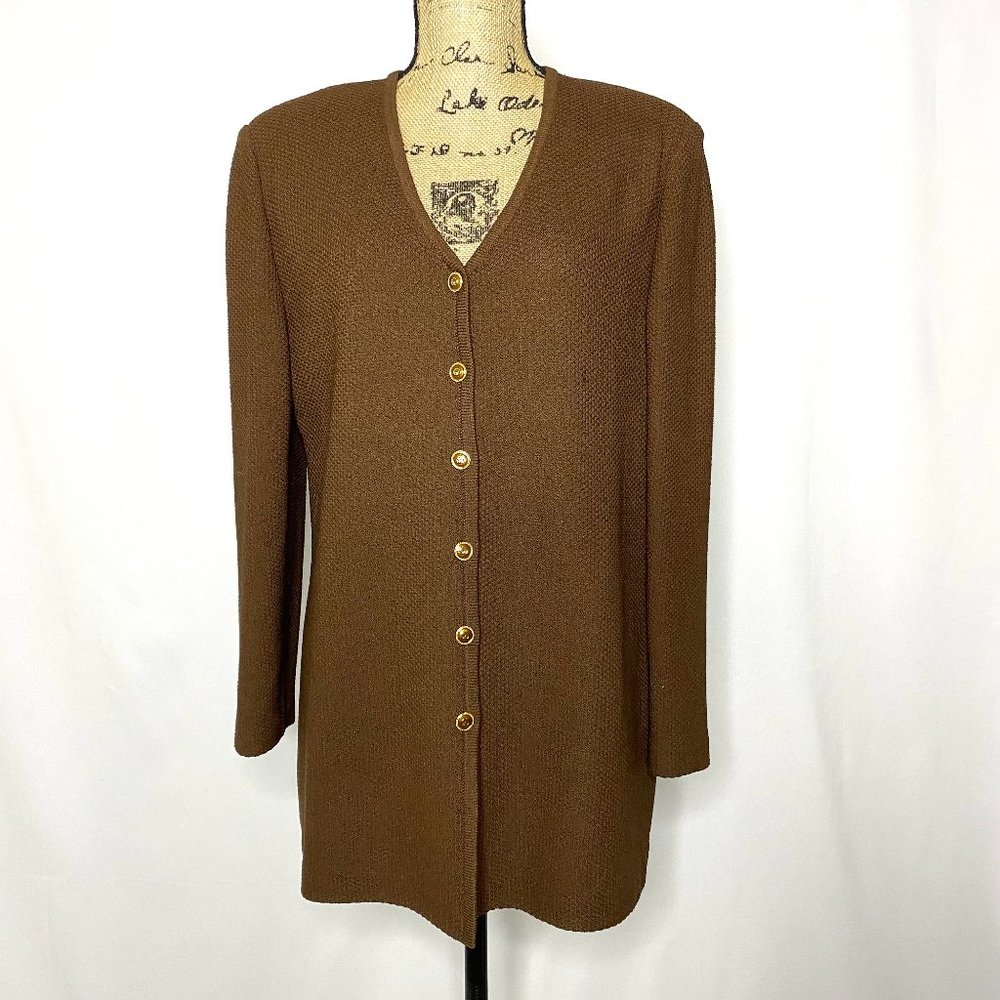 St. John Collection Brown Wool Button Up Jacket